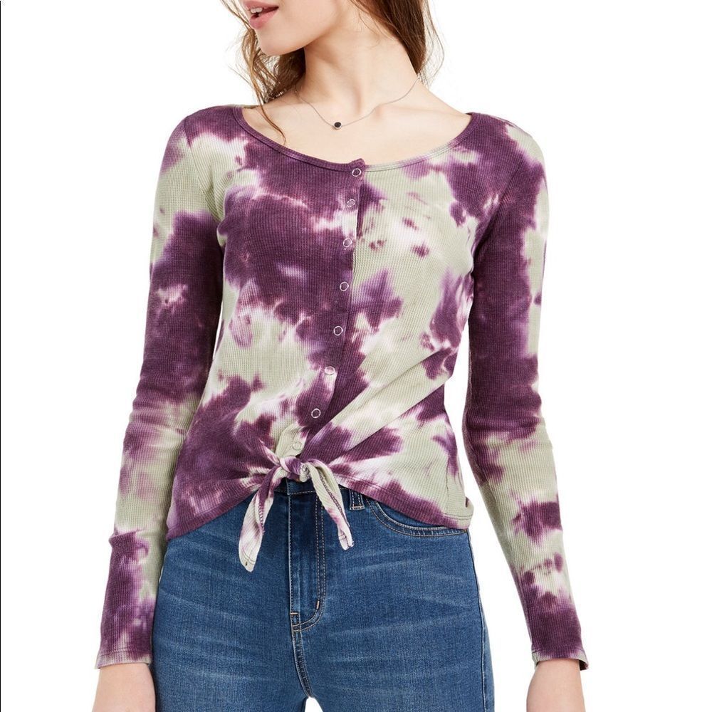 Ultra Flirt Juniors Tie-Dye Thermal Top